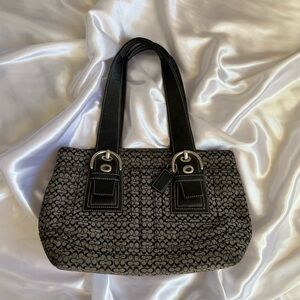 Coach Black and Gray Signature Shoulder Bag